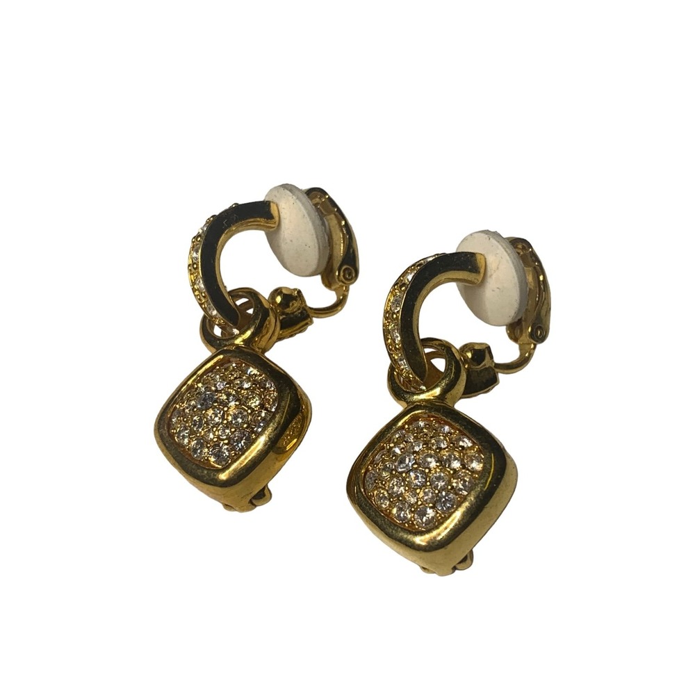 Gold tone Joan Rivers cz drop clip on earrings